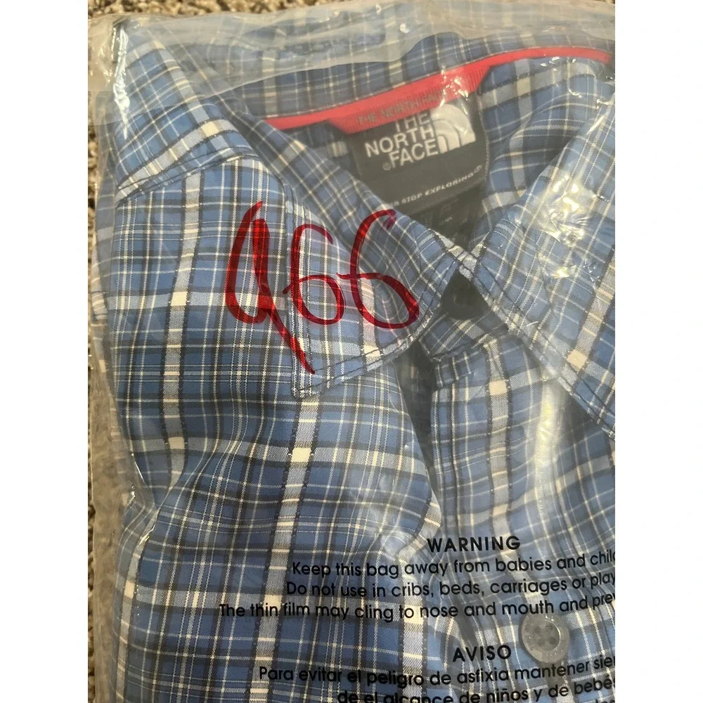 The North Face Mens Plaid Short Sleeve Button Up Shirt Blue White Size M‎